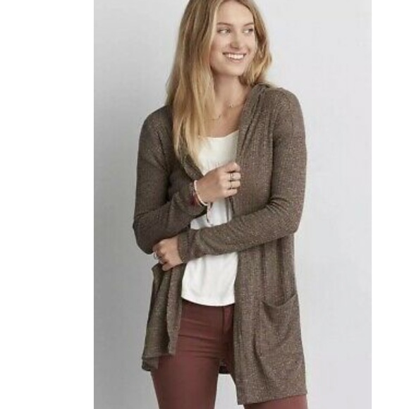 American Eagle Brown Cardigan Hoodie 